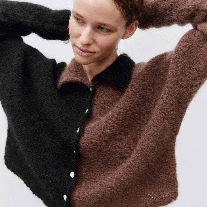 A4032 Colorblock Mohair Cardigan