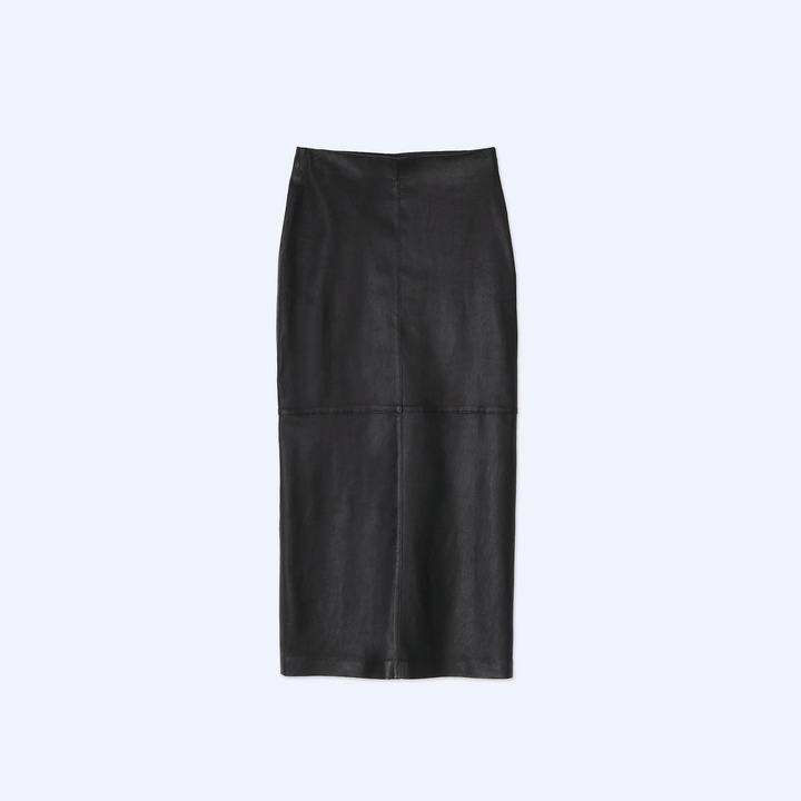 A4207 Leather Midi Skirt