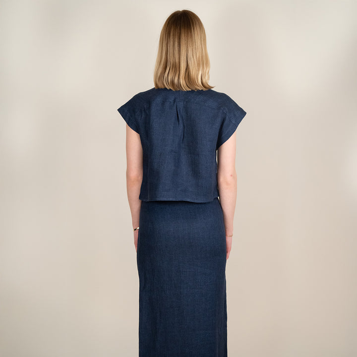 P5242 Cropped Linen Shirt