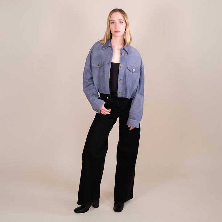 P5045 Suede Denim Effect Jacket