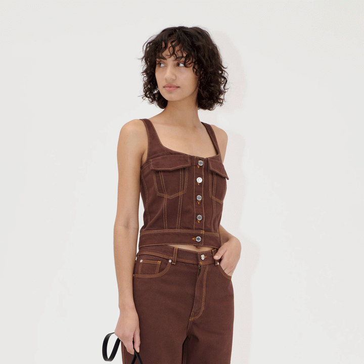 Cropped Denim Bustier