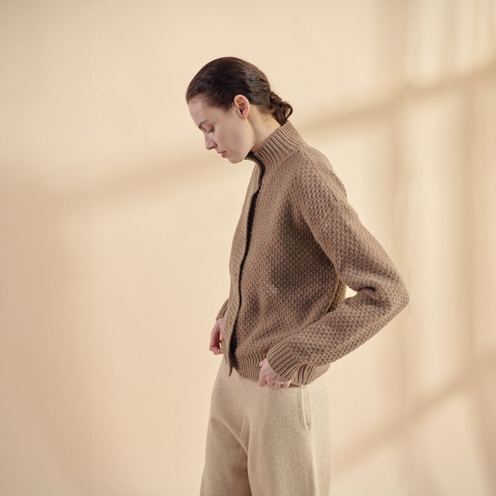 High Neck Wool Cardigan