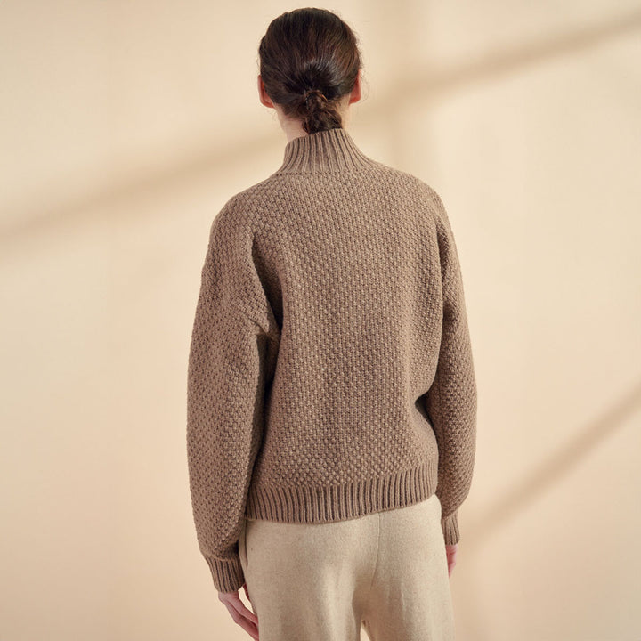 High Neck Wool Cardigan