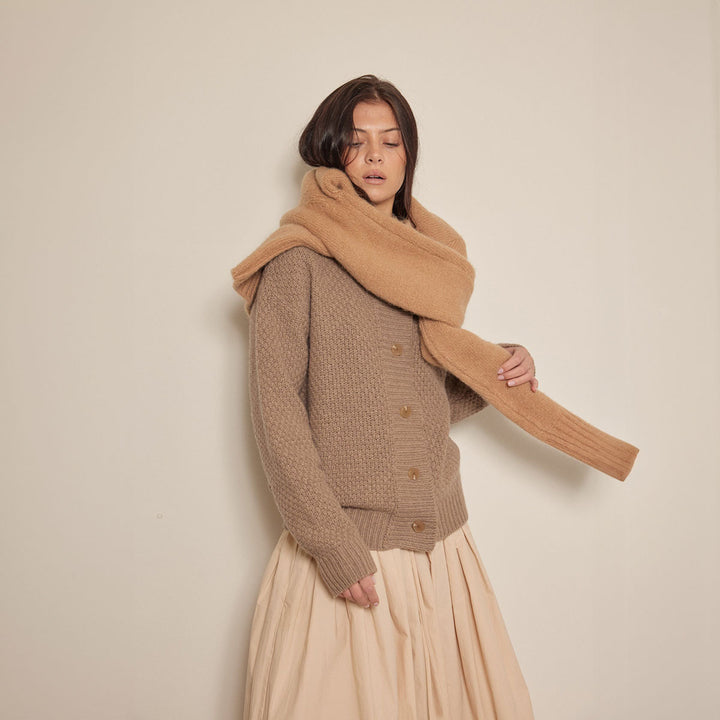 High Neck Wool Cardigan