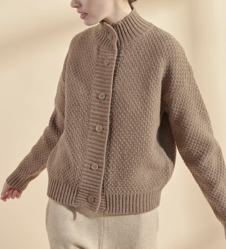 High Neck Wool Cardigan