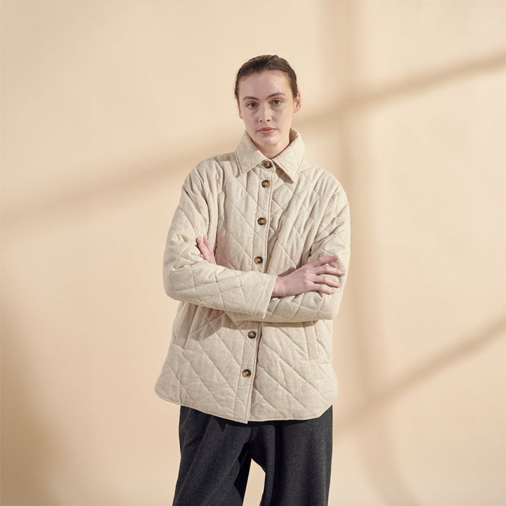 Quilted Button Down Shirt Jacket