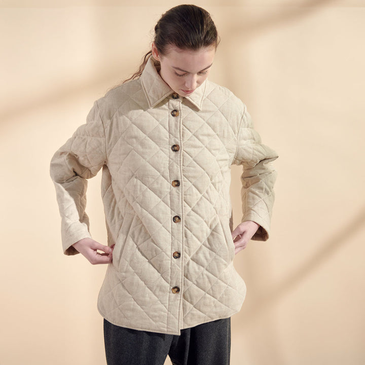 Quilted Button Down Shirt Jacket