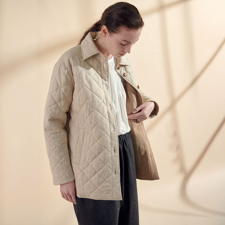 Quilted Button Down Shirt Jacket