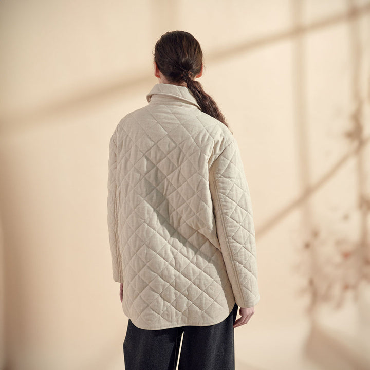 Quilted Button Down Shirt Jacket