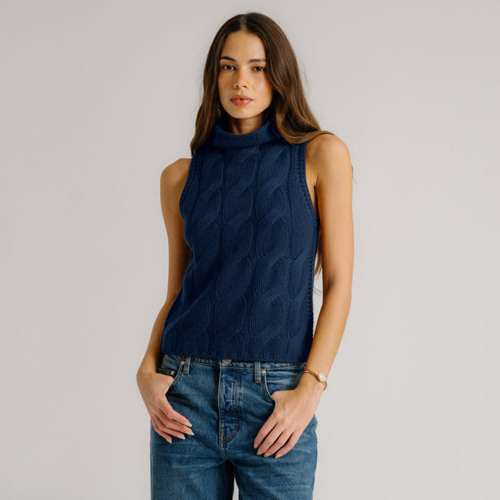Salvia Sleeveless Cable Knit