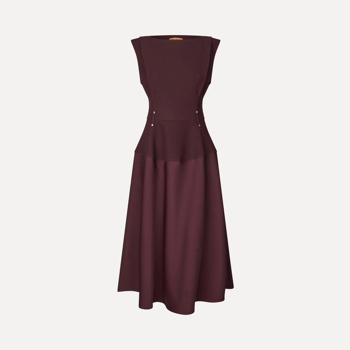 Sleeveless Boatneck Midi Dress