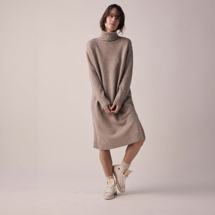 Wool Turtleneck Midi Dress