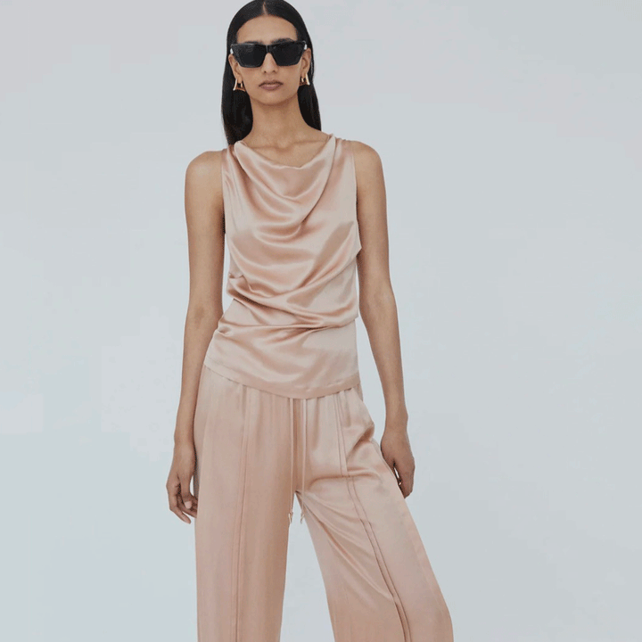 Camille Satin Cowl Neck Top