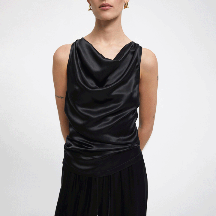 Camille Satin Cowl Neck Top