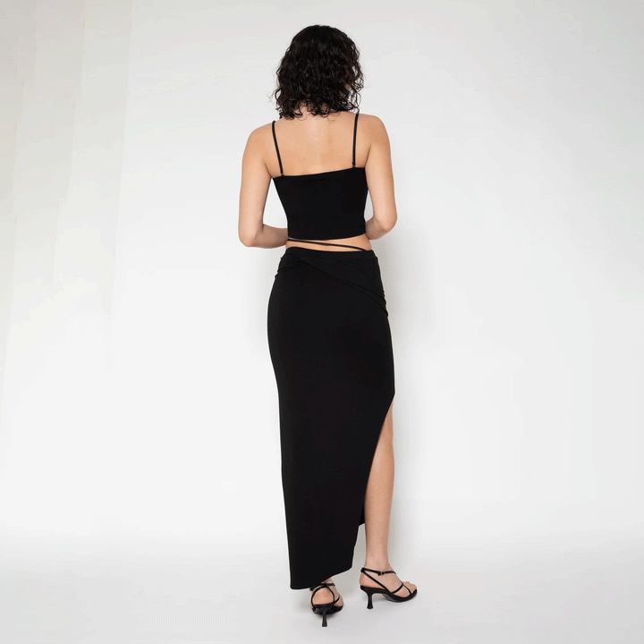 Collagen Wrap Slit Skirt