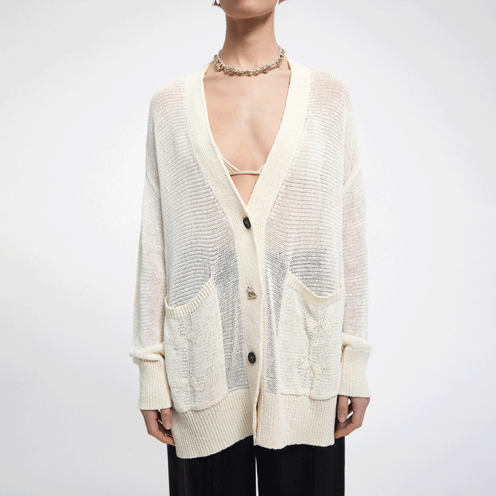 Evans Elongated Cable Knit Cardigan