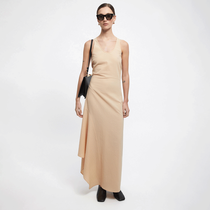 Gale Scooped Neck Gathered Dress