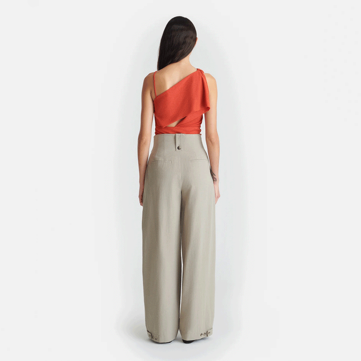 Jenci Pleated Wide-Leg Raw Silk Pants