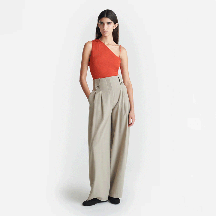 Jenci Pleated Wide-Leg Raw Silk Pants