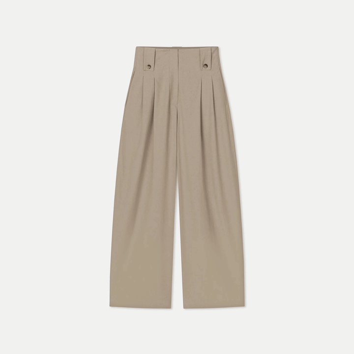 Jenci Pleated Wide-Leg Raw Silk Pants