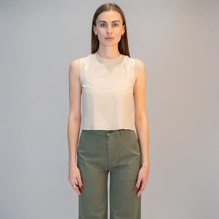 P5207 Sleeveless Silk Top