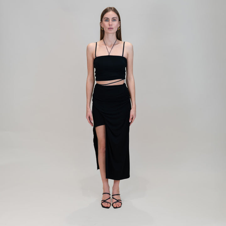 Collagen Wrap Slit Skirt