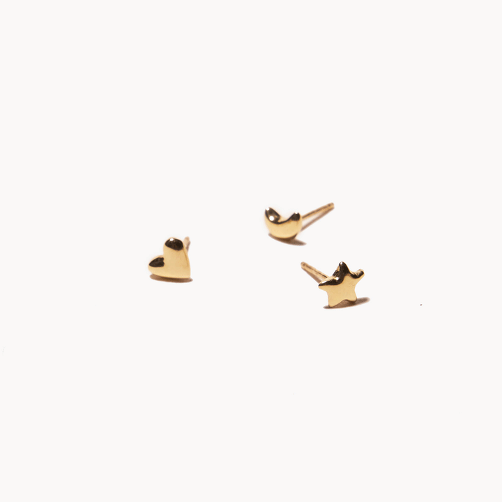 14K Mini Puffy Moon Stud