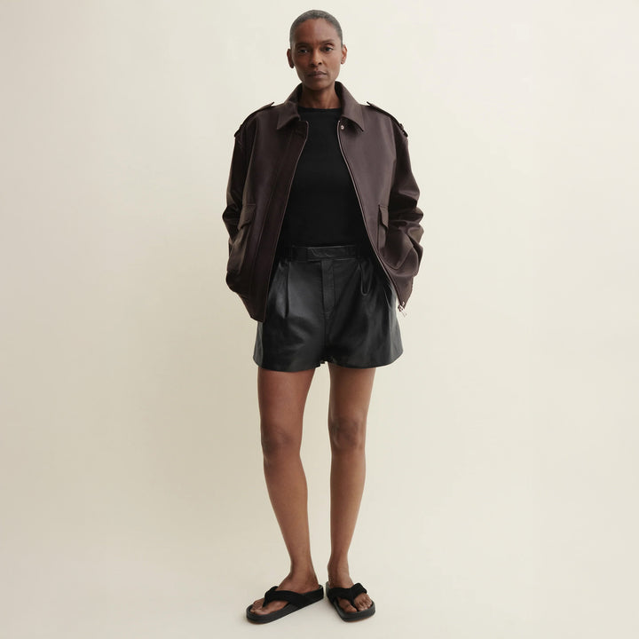 Yanna  Leather Pleated Short