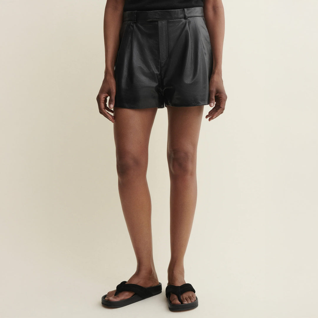 Yanna  Leather Pleated Short