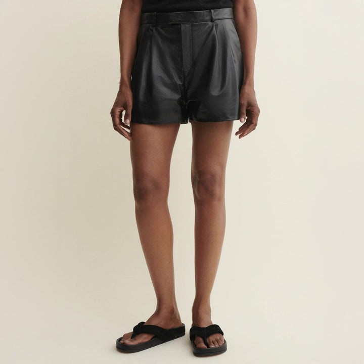 Yanna  Leather Pleated Short