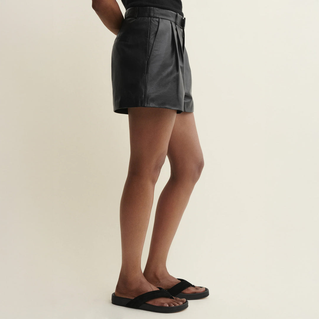 Yanna  Leather Pleated Short