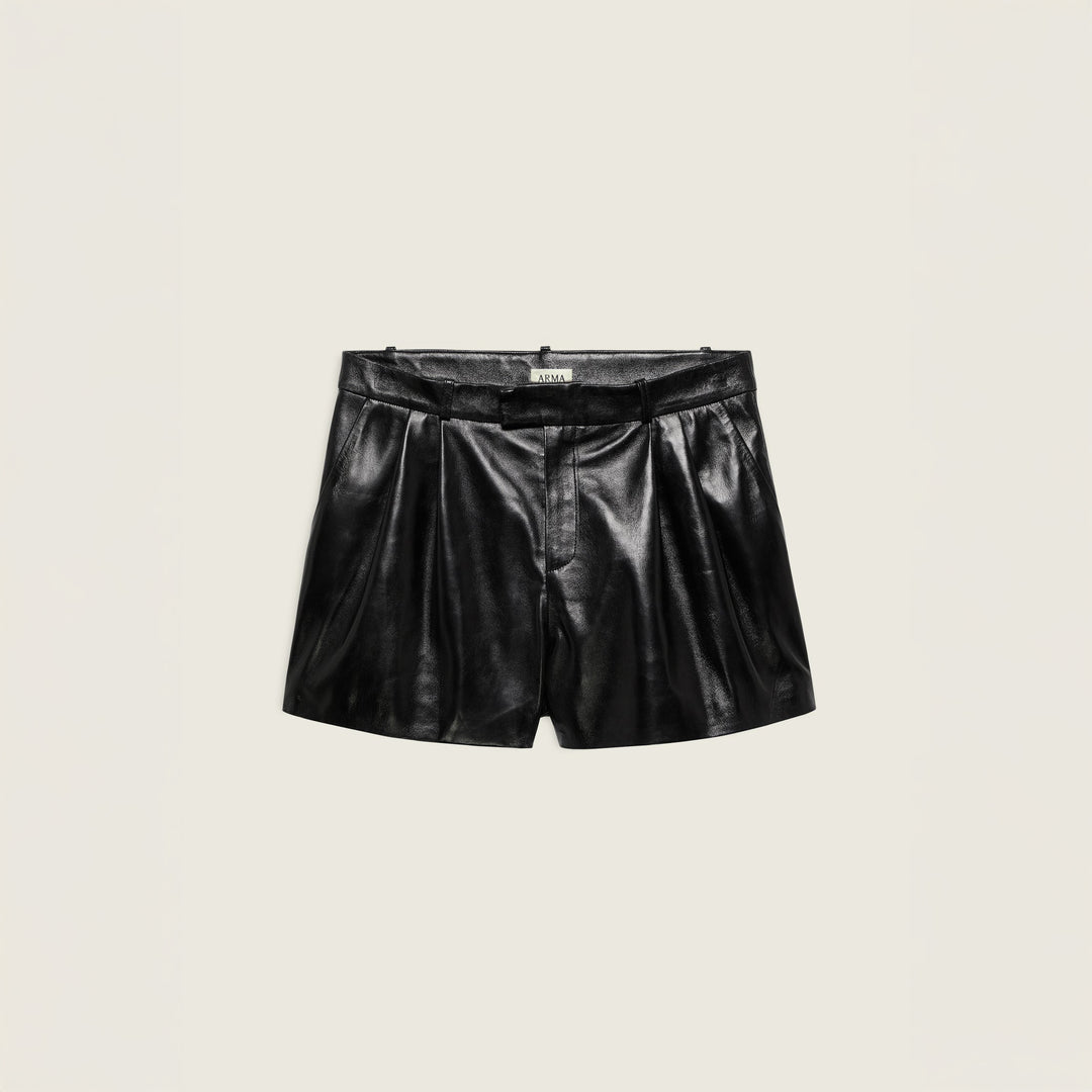 Yanna  Leather Pleated Short