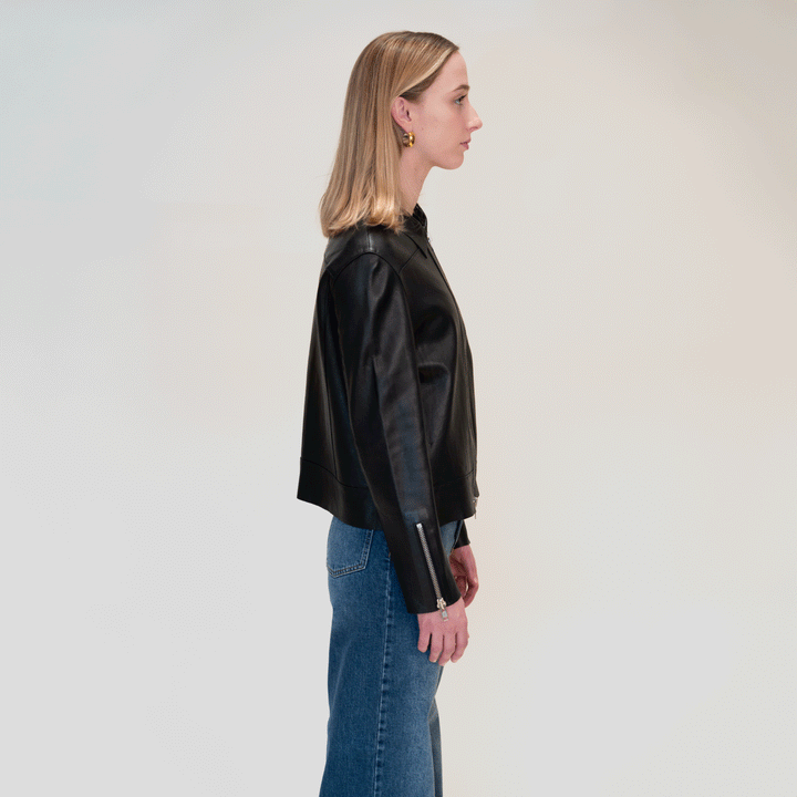 A4013 Cropped Leather Jacket