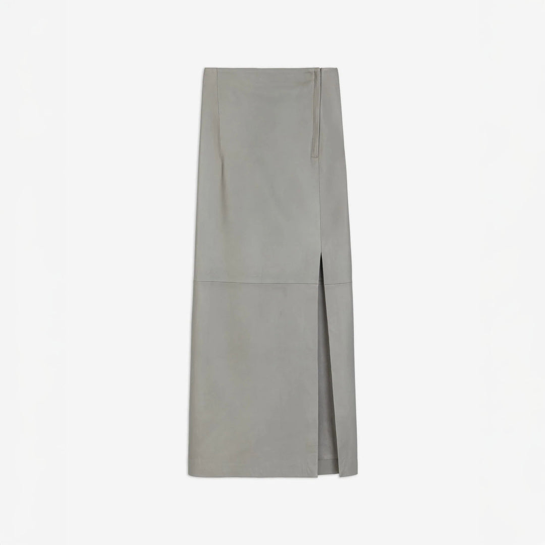 A6053 Leather Midi Skirt