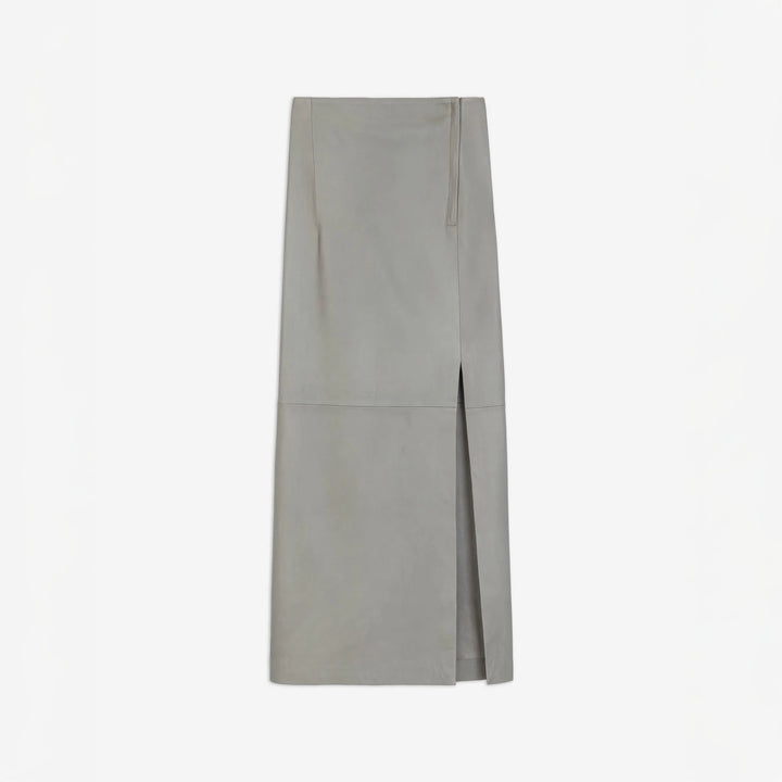A6053 Leather Midi Skirt