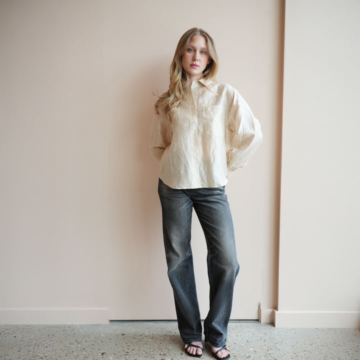 Linen Blend Button Down