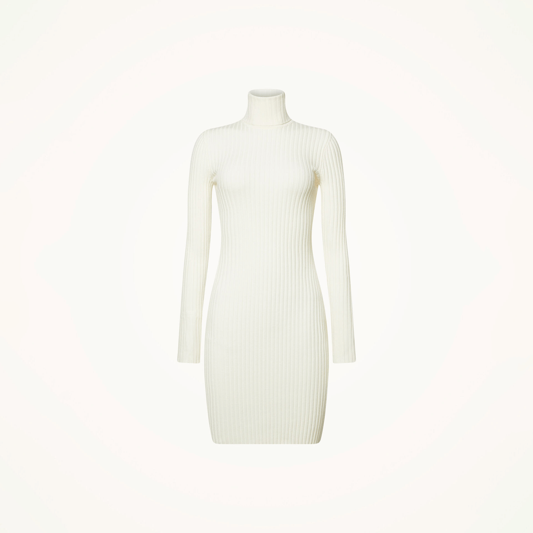 merino rib dress Merino Wool Ribbed Midi Dress