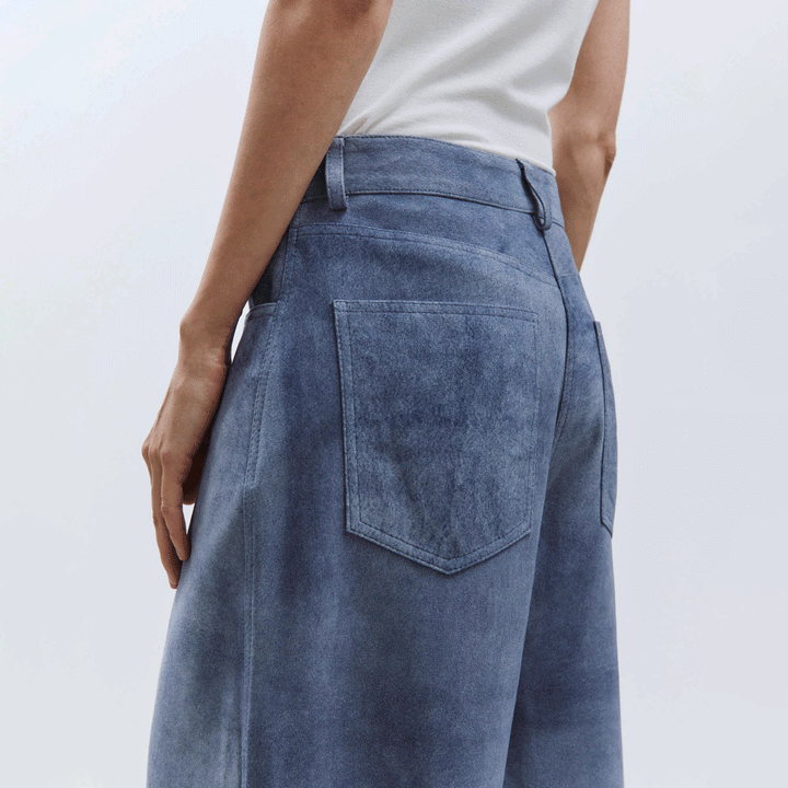 P5045 Suede Denim Effect Trousers