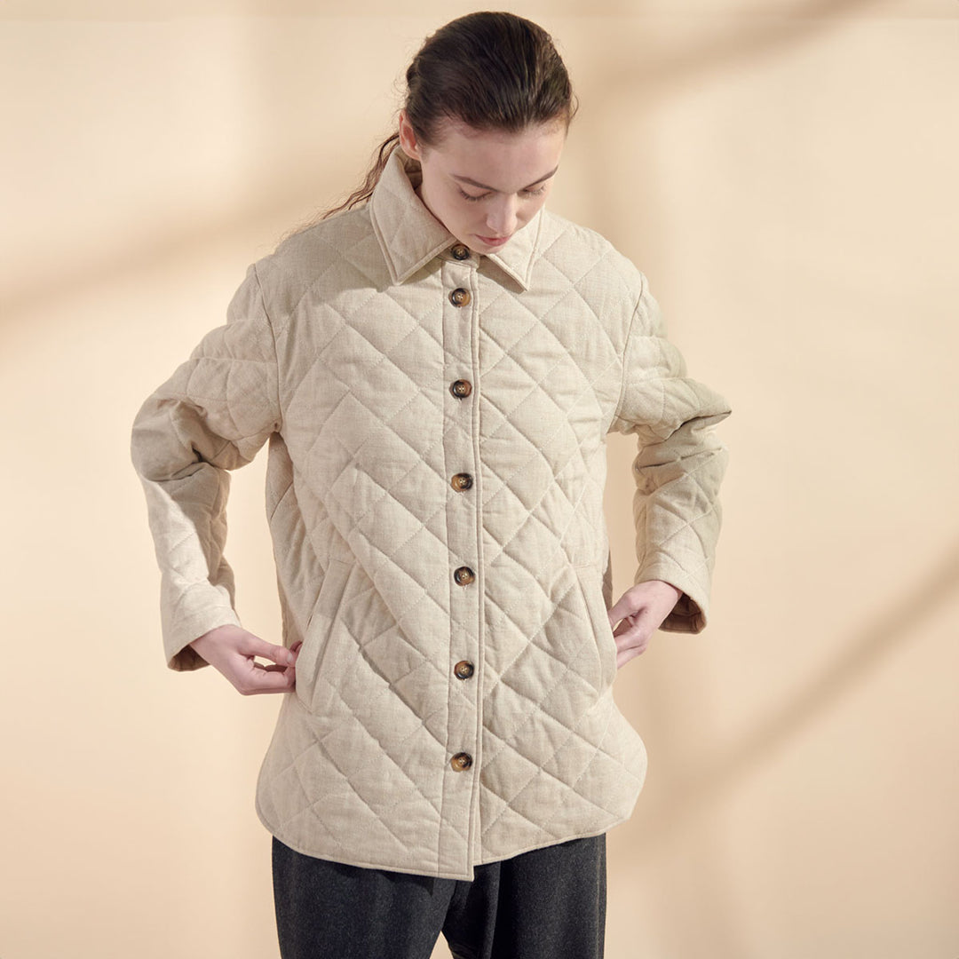 Quilted Button Down Shirt Jacket