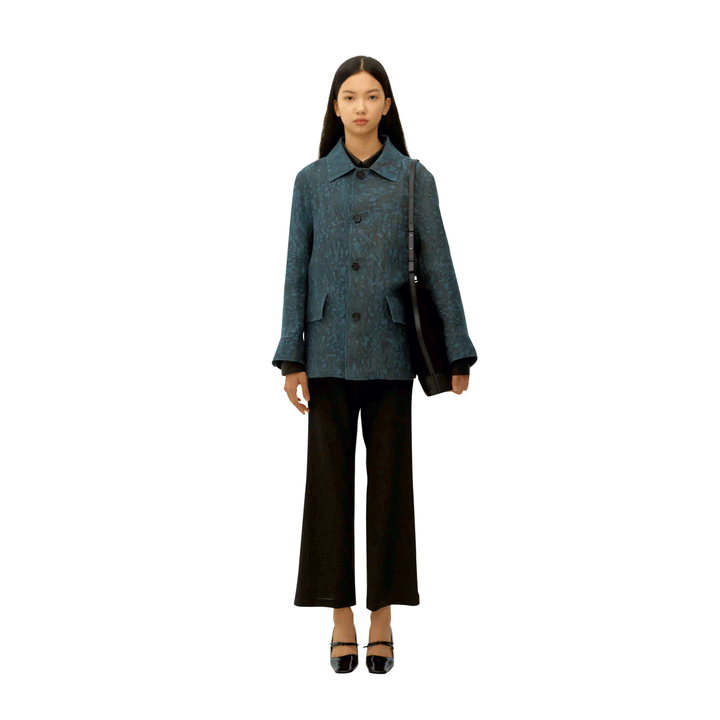 Salt Dyed Linen Four-Button Jacket