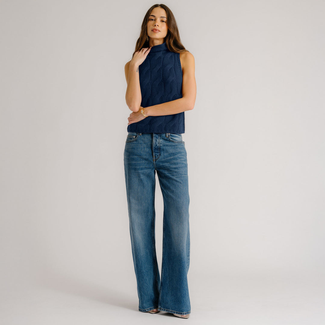 Salvia Sleeveless Cable Knit