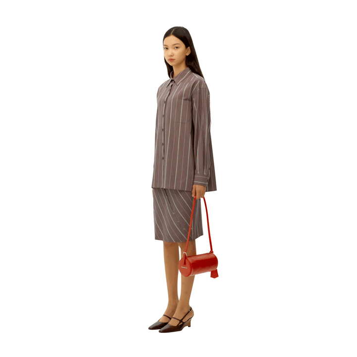 Striped Cotton Binding Detail Shirt