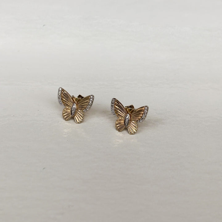Diamond Trim Butterfly Studs