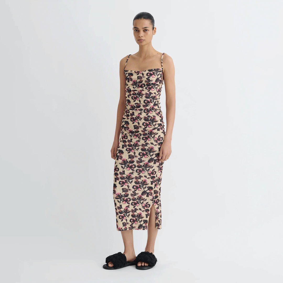 Alexa - Printed Mesh Jersey Midi Dress - Tapestry Floral - NANUSHKA Alexa - Printed Mesh Jersey Midi Dress - Tapestry Floral - NANUSHKA