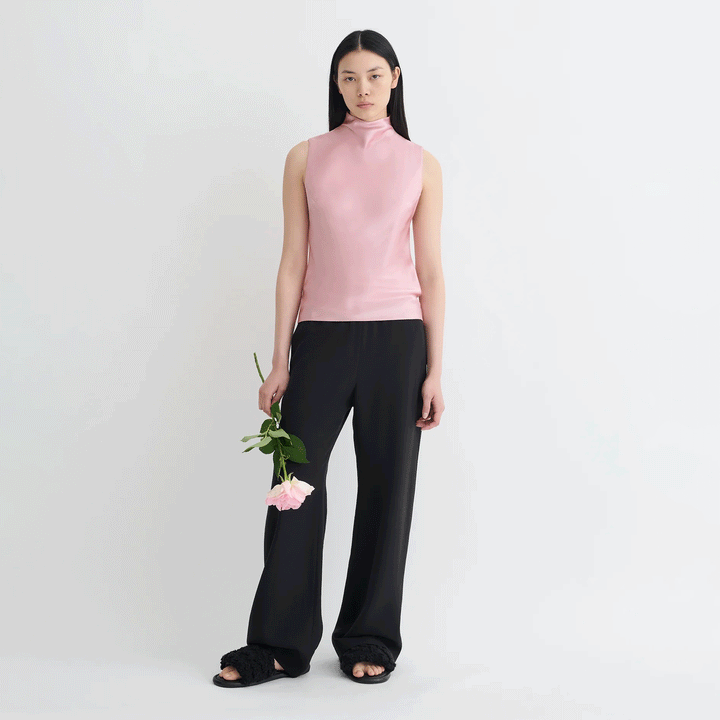 Colson Slip Satin Turtleneck Top