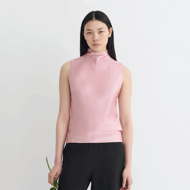 Colson Slip Satin Turtleneck Top