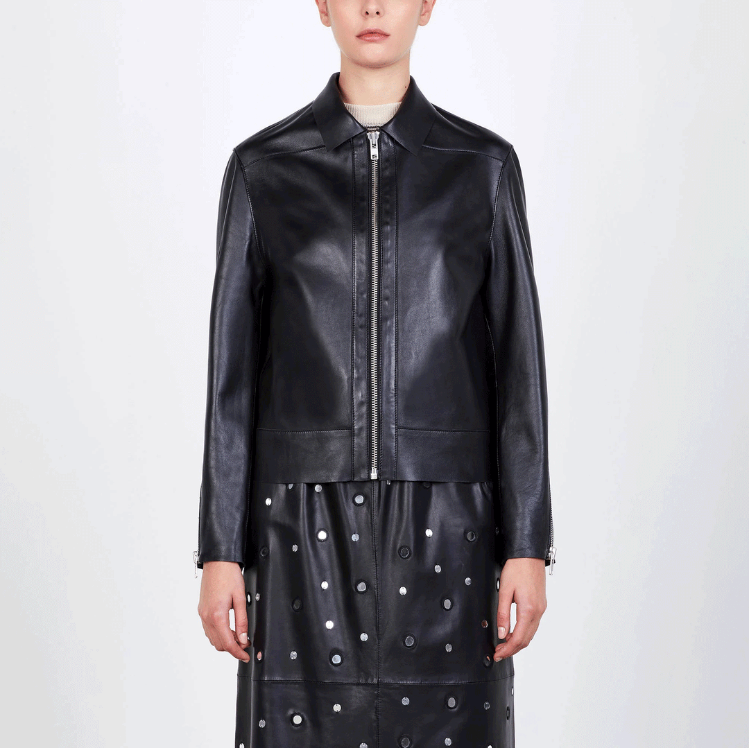 A4013 Cropped Leather Jacket