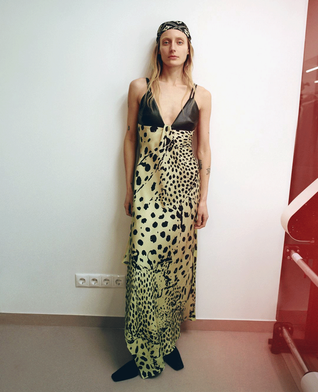 Eleni Georgette and Alt-Leather Dress