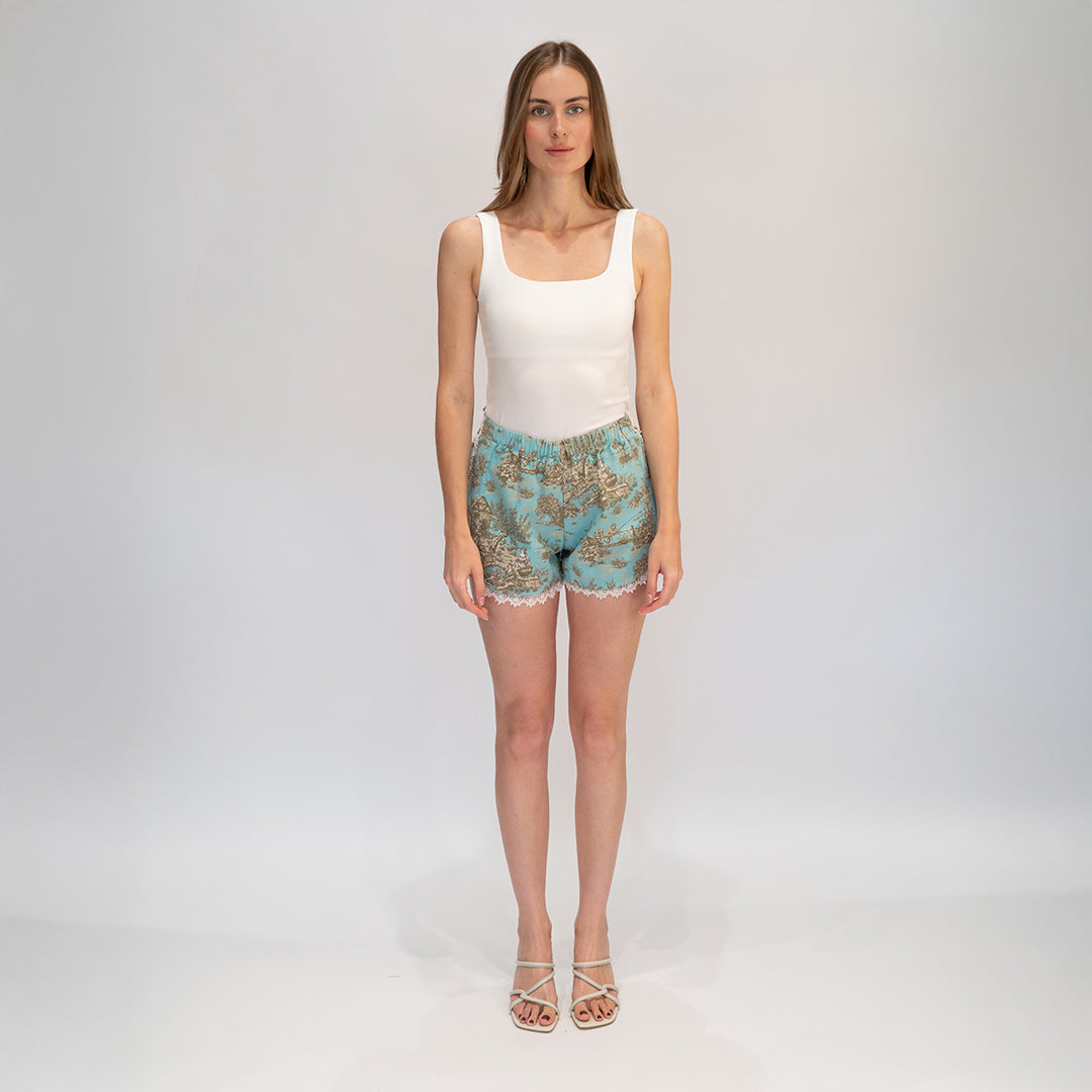 Blue Toile Shorts