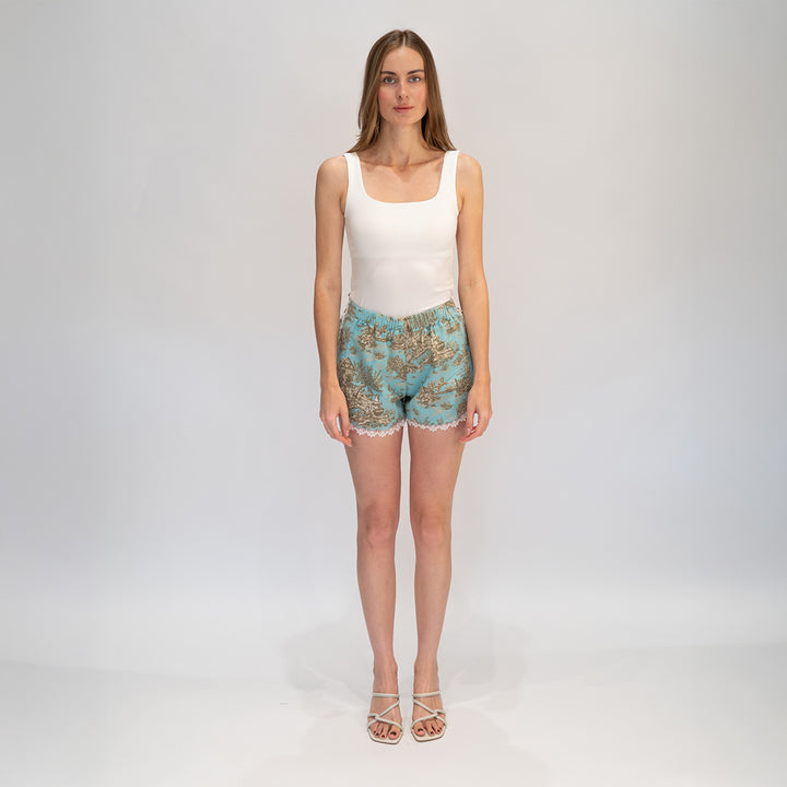Blue Toile Shorts